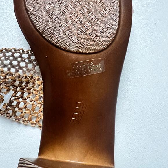 TOSCANELLA Women's Tan Made In Italy Gaucho Raffia Heeled Sandals  Sz 9 - Picture 11 of 11